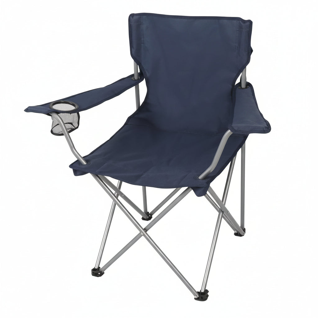 Lusenfold Quad Folding Camp Chair with Cup Holder, Steel Frame, 250 lb Capacity