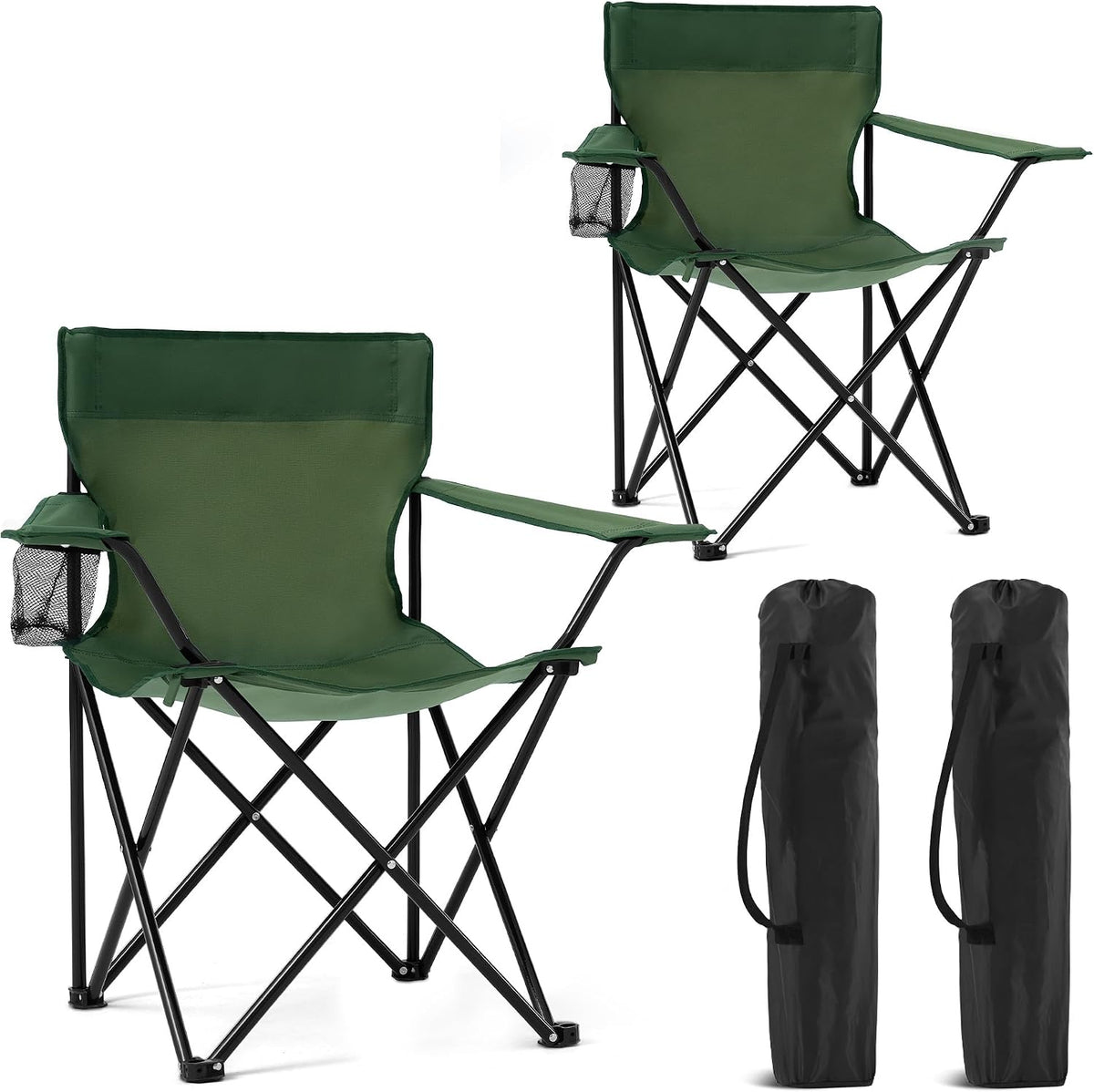 Lusenfold Folding Lawn Chair, Lightweight, with Cup Holder & Carry Bag