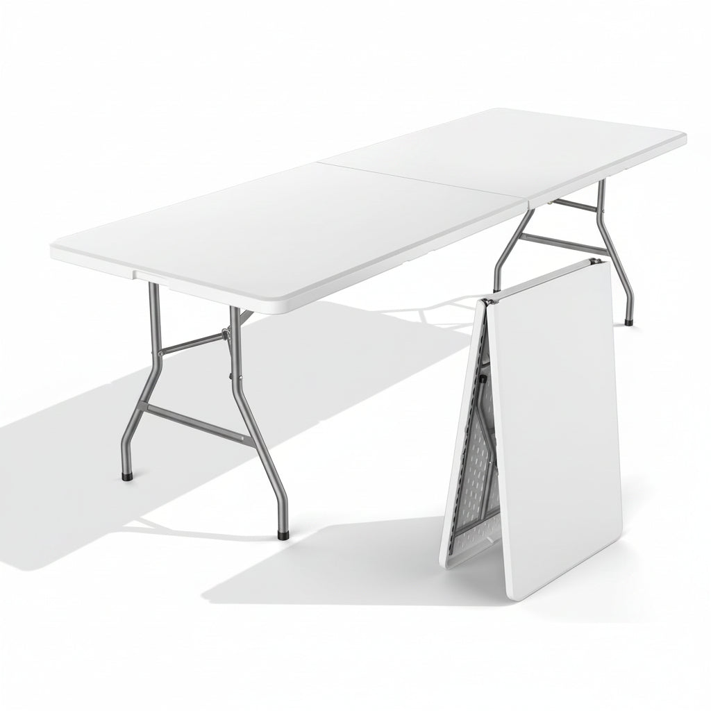 Lusenfold 6 FT Folding Picnic Table with 6 Chairs, Portable, Carrying Handle