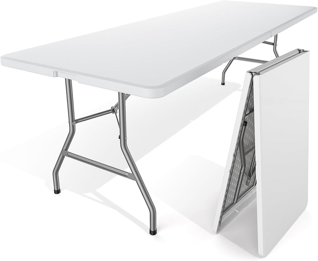 Lusenfold 6 FT Folding Picnic Table with 6 Chairs, Portable, Carrying Handle