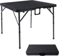 Lusenfold 34" Square Folding Card Table, HDPE Plastic, Fold-in-Half, Carrying Handle