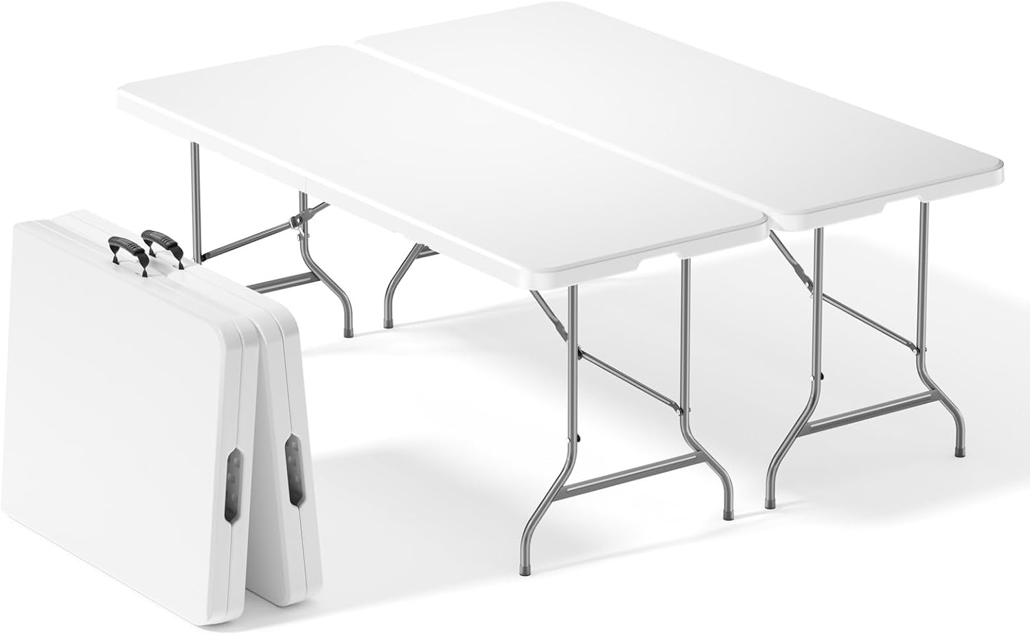 Lusenfold 6 FT Folding Picnic Table with 6 Chairs, Portable, Carrying Handle