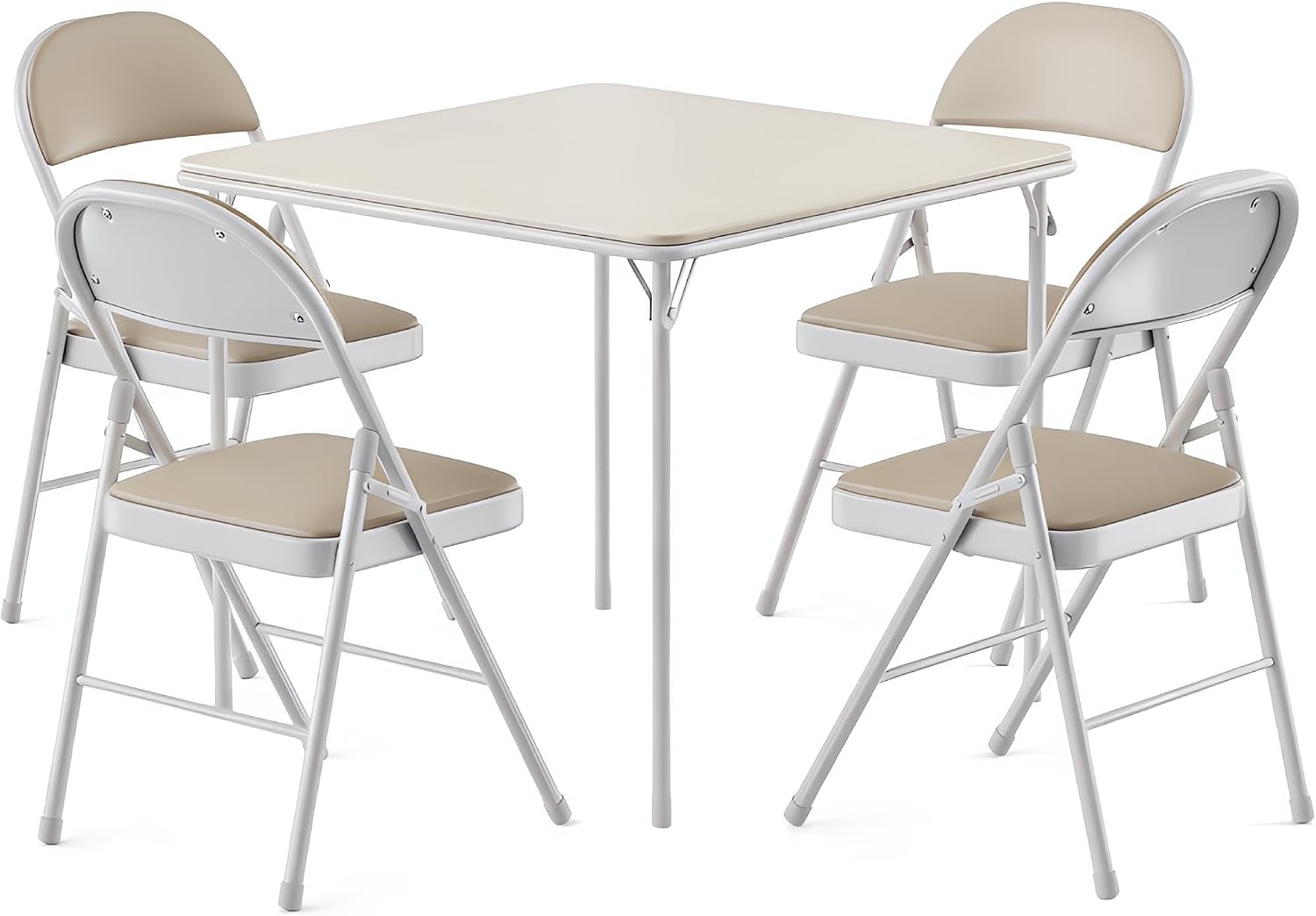 Lusenfold 5-Piece Folding Card Table and Chair Set, Vinyl Upholstery, Collapsible
