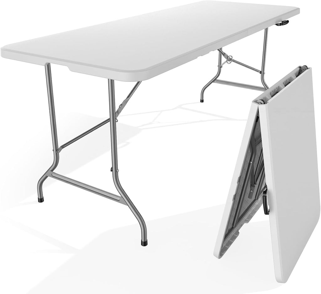 Lusenfold 6 FT Folding Picnic Table with 6 Chairs, Portable, Carrying Handle