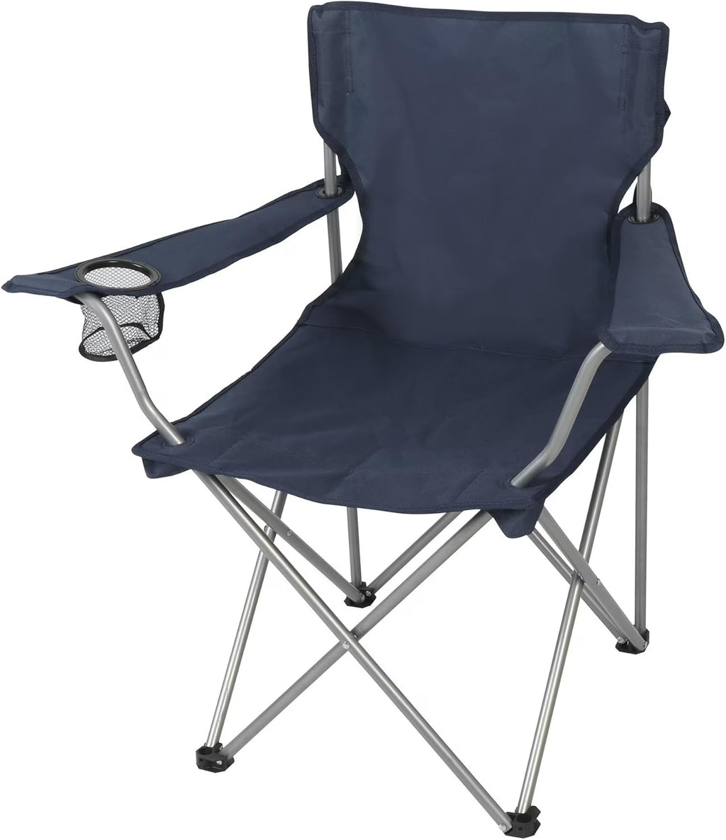 Lusenfold Quad Folding Camp Chair with Cup Holder, Steel Frame, 250 lb Capacity