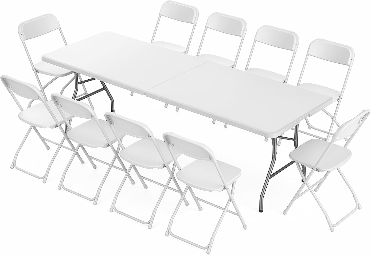Lusenfold 6 FT Folding Picnic Table with 6 Chairs, Portable, Carrying Handle