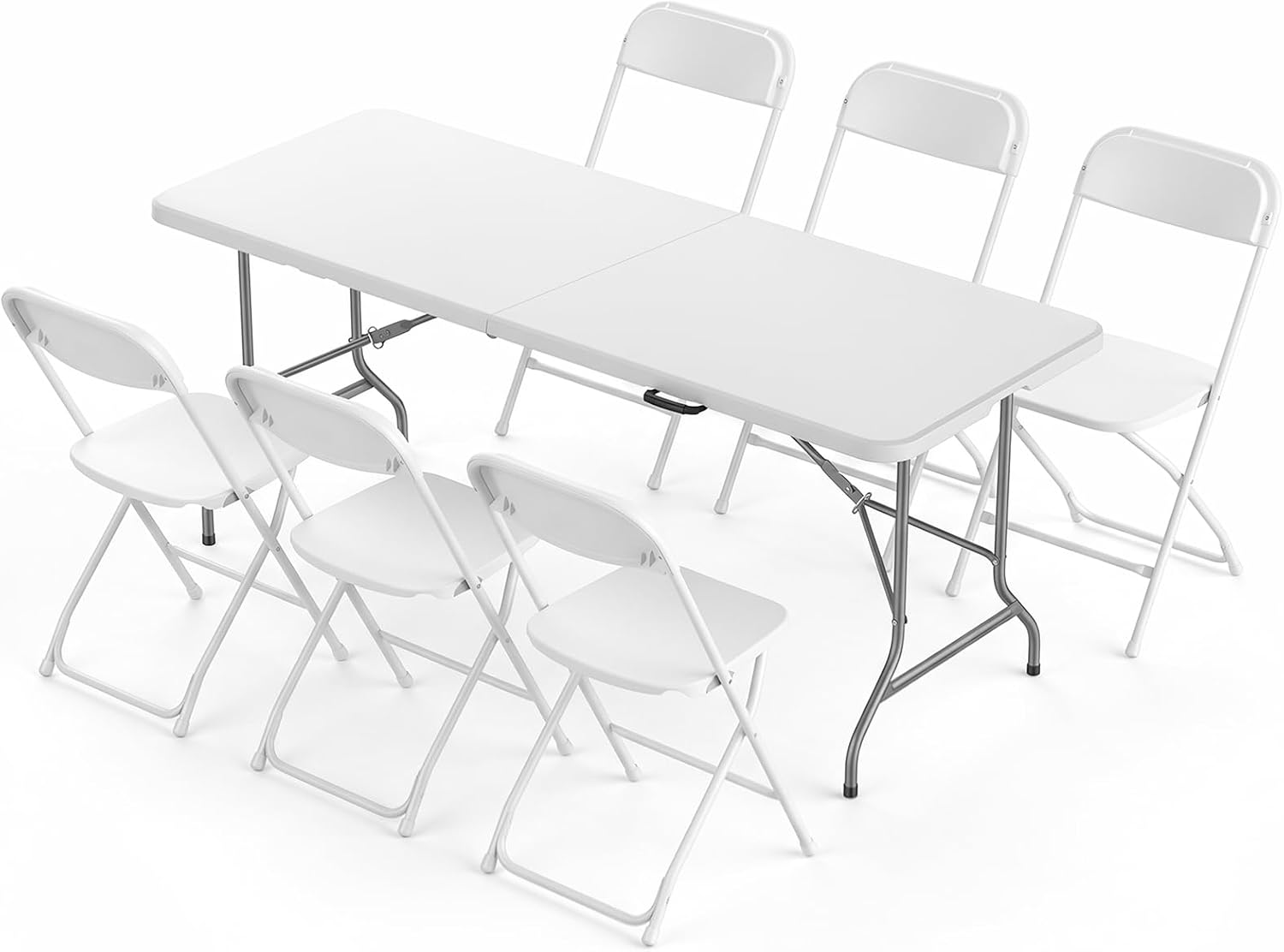 Lusenfold 6 FT Folding Picnic Table with 6 Chairs, Portable, Carrying Handle