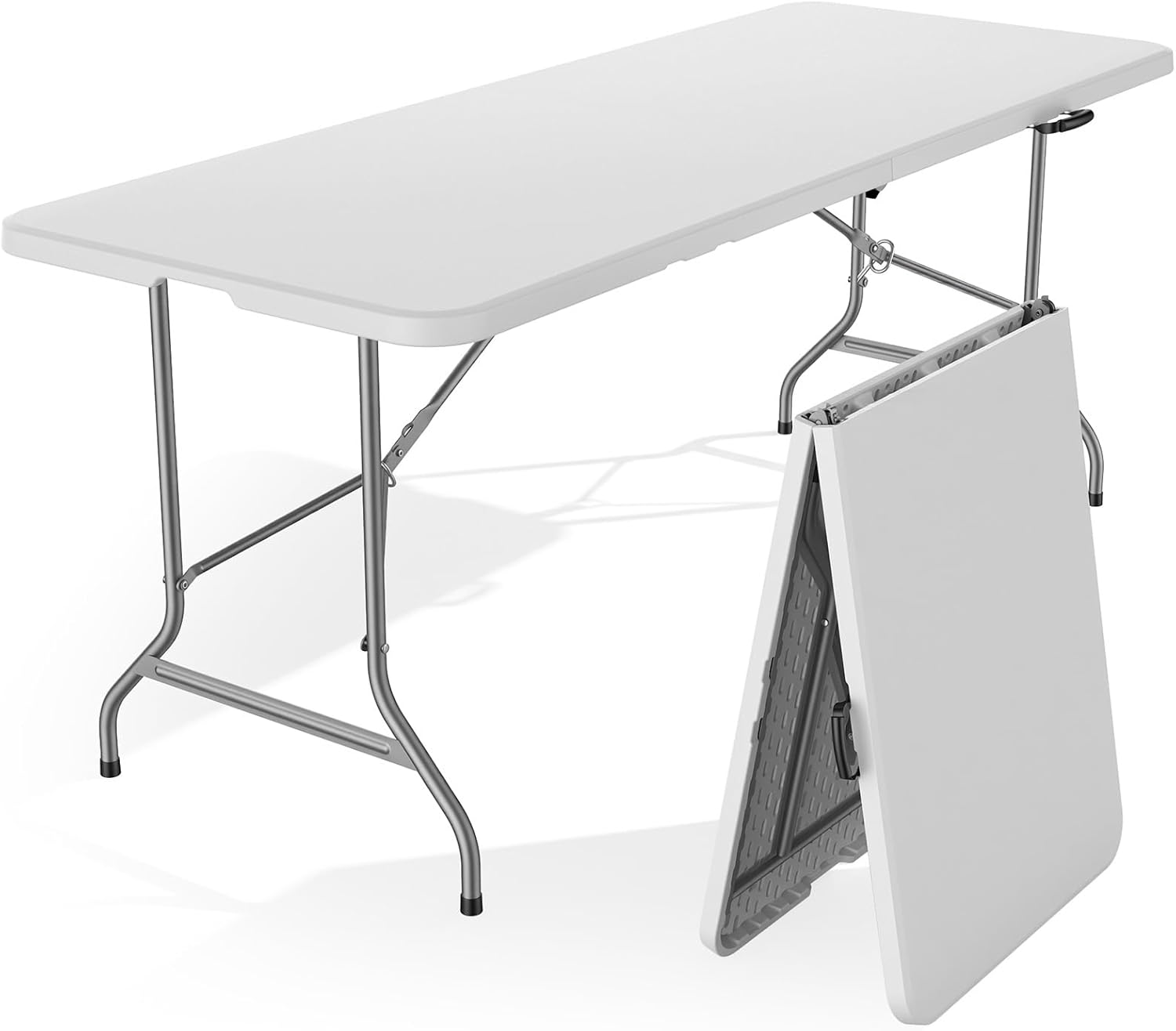 Lusenfold 6 FT Folding Picnic Table with 6 Chairs, Portable, Carrying Handle