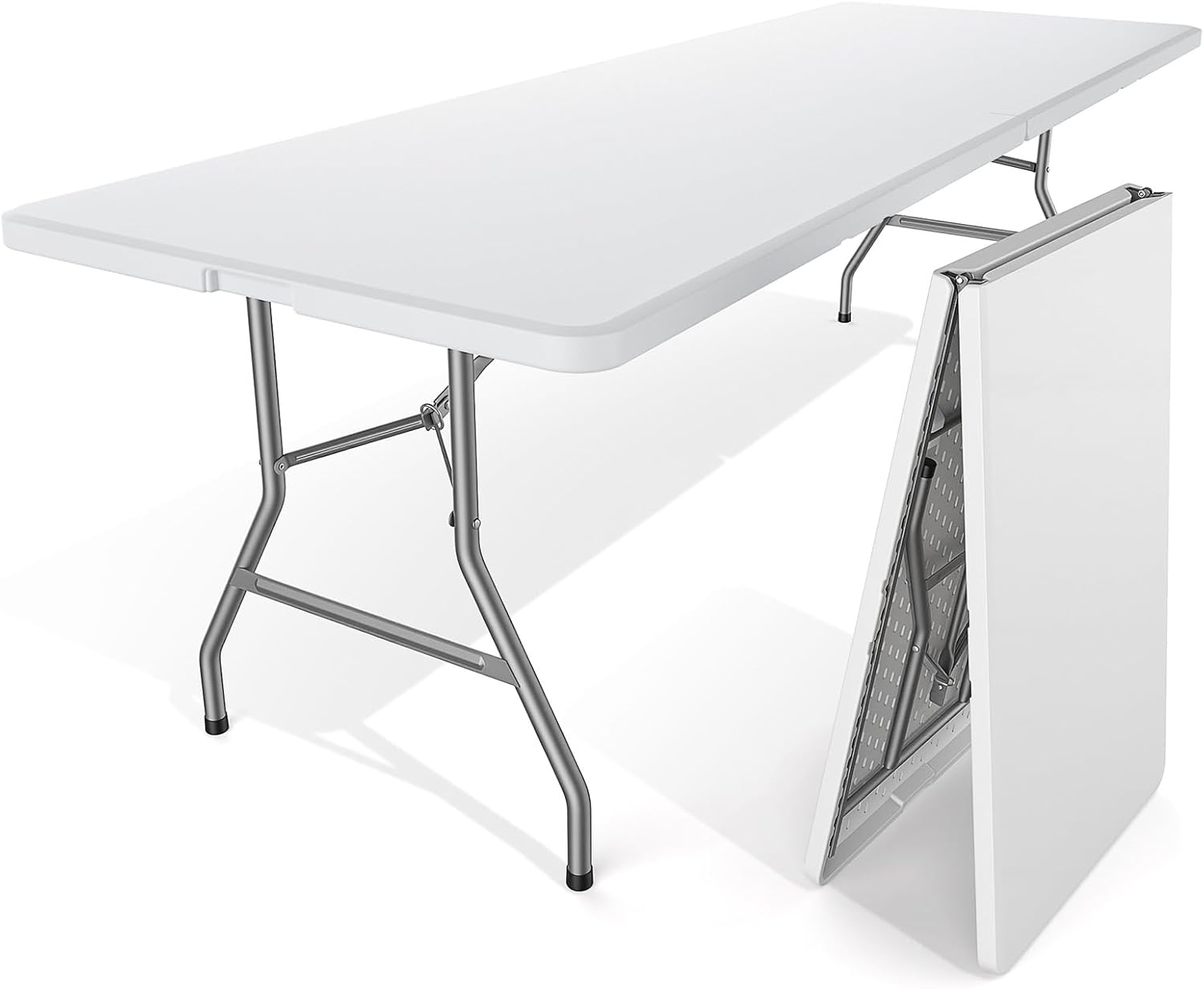 Lusenfold 6 FT Folding Picnic Table with 6 Chairs, Portable, Carrying Handle