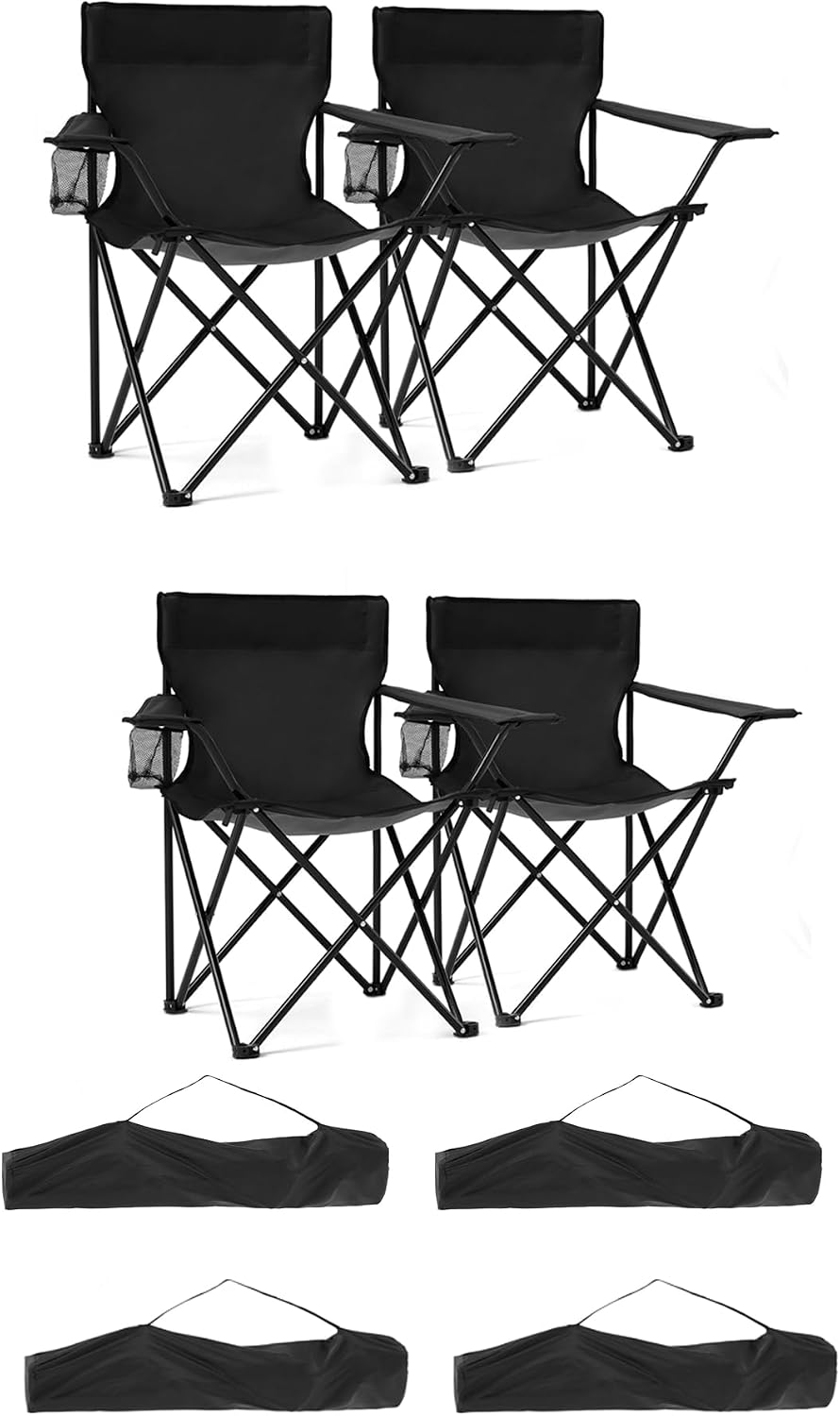 Lusenfold 2-Pack Folding Lawn Chair, Lightweight, with Cup Holder & Carry Bag