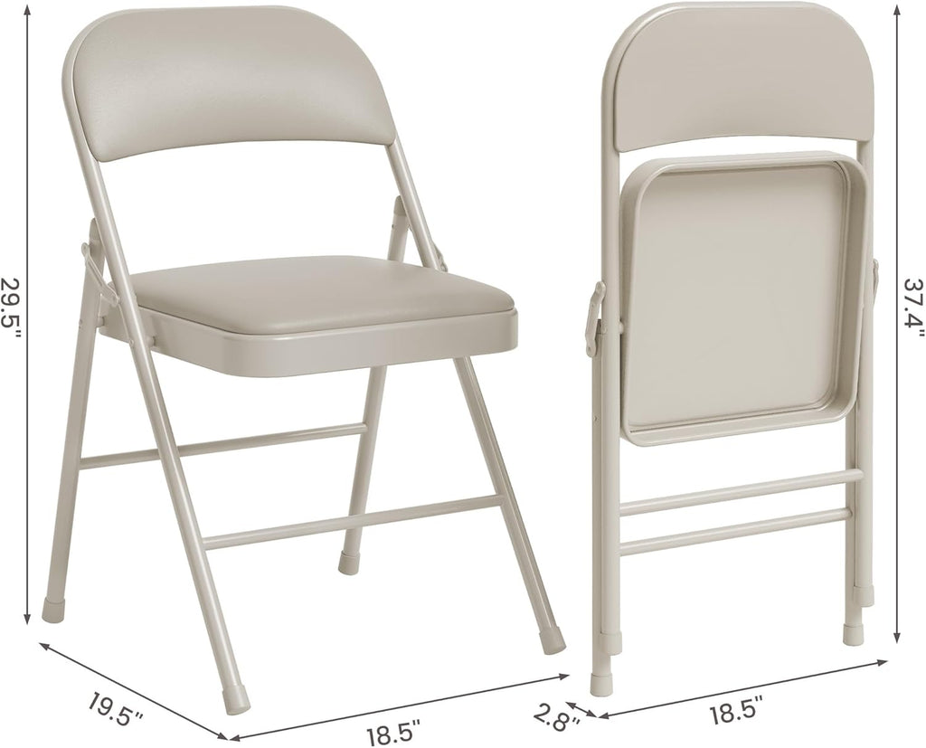 Lusenfold 5-Piece Folding Card Table and 4 Chairs Set, Padded, No Assembly
