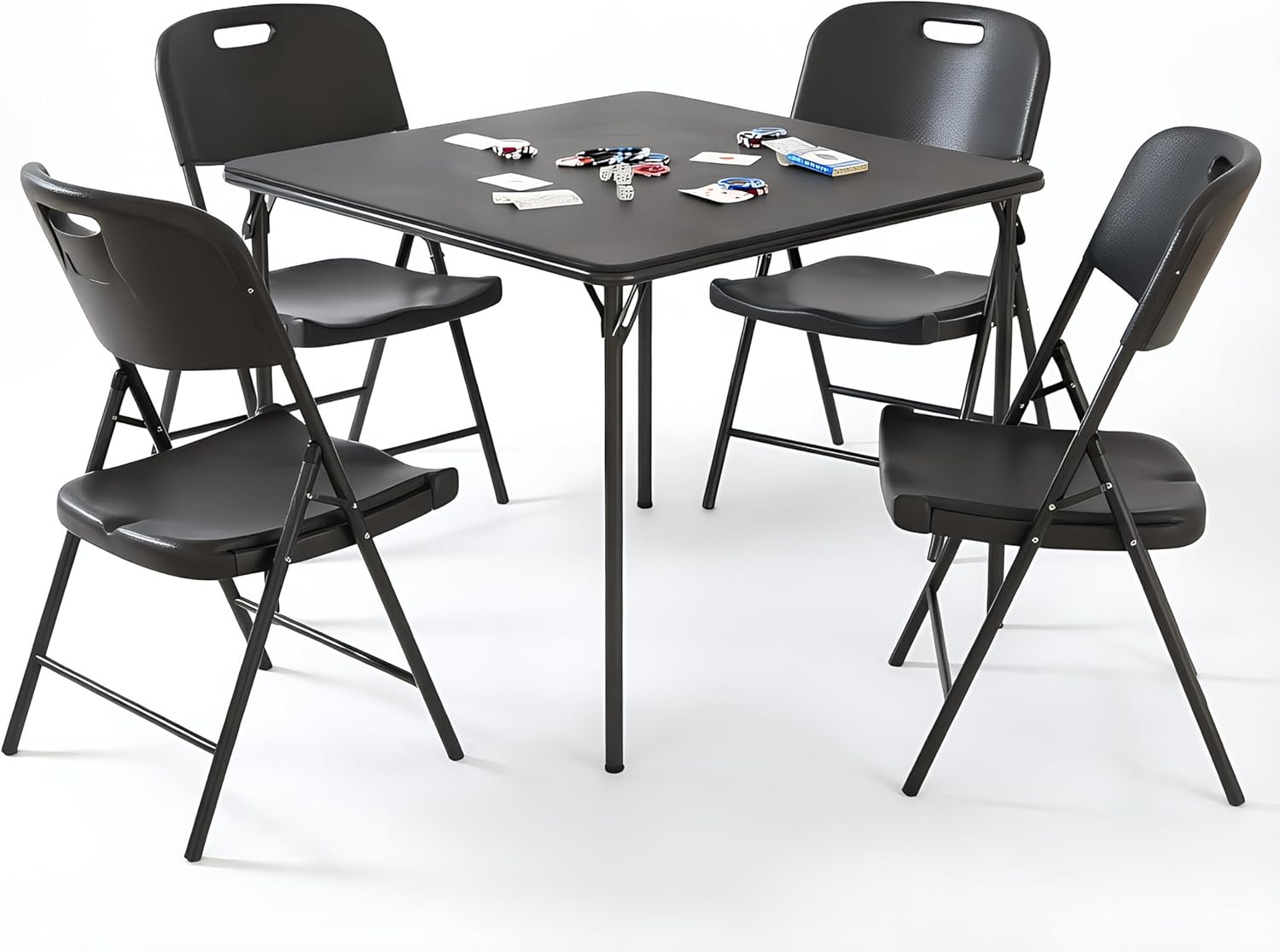 Lusenfold 5-Piece Folding Card Table and Chair Set, Vinyl Upholstery, Collapsible