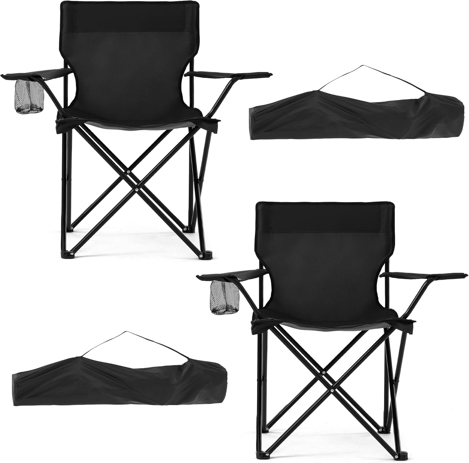 Lusenfold 2-Pack Folding Lawn Chair, Lightweight, with Cup Holder & Carry Bag