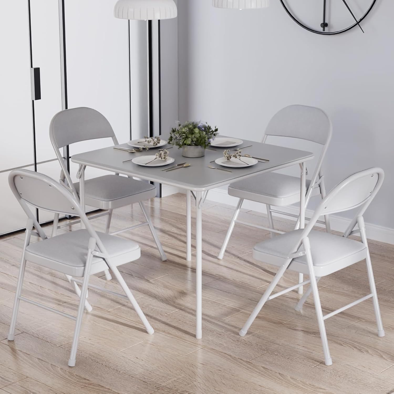 Lusenfold 5-Piece Folding Card Table and Chair Set, Vinyl Upholstery, Collapsible