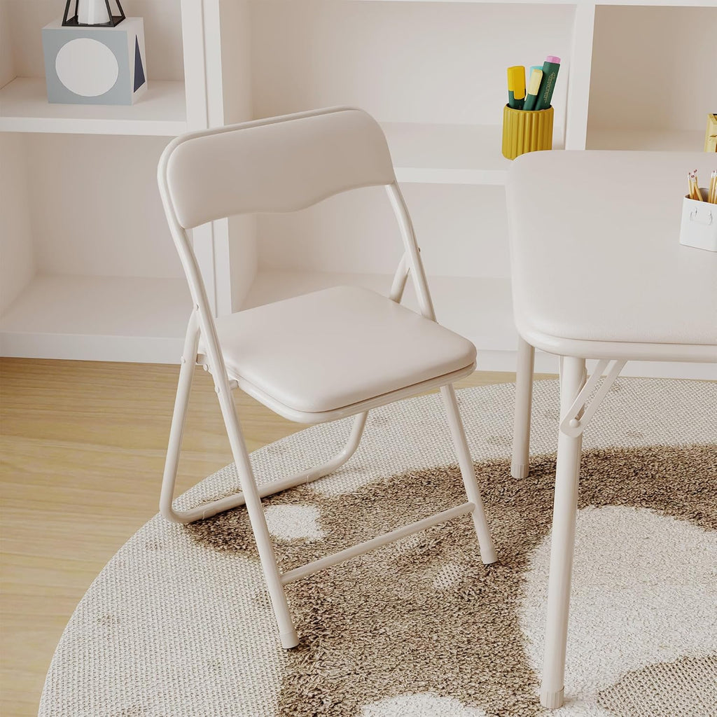 Lusenfold 3-Piece Folding Card Table and 2 Chairs Set, PU Upholstered, Lightweight