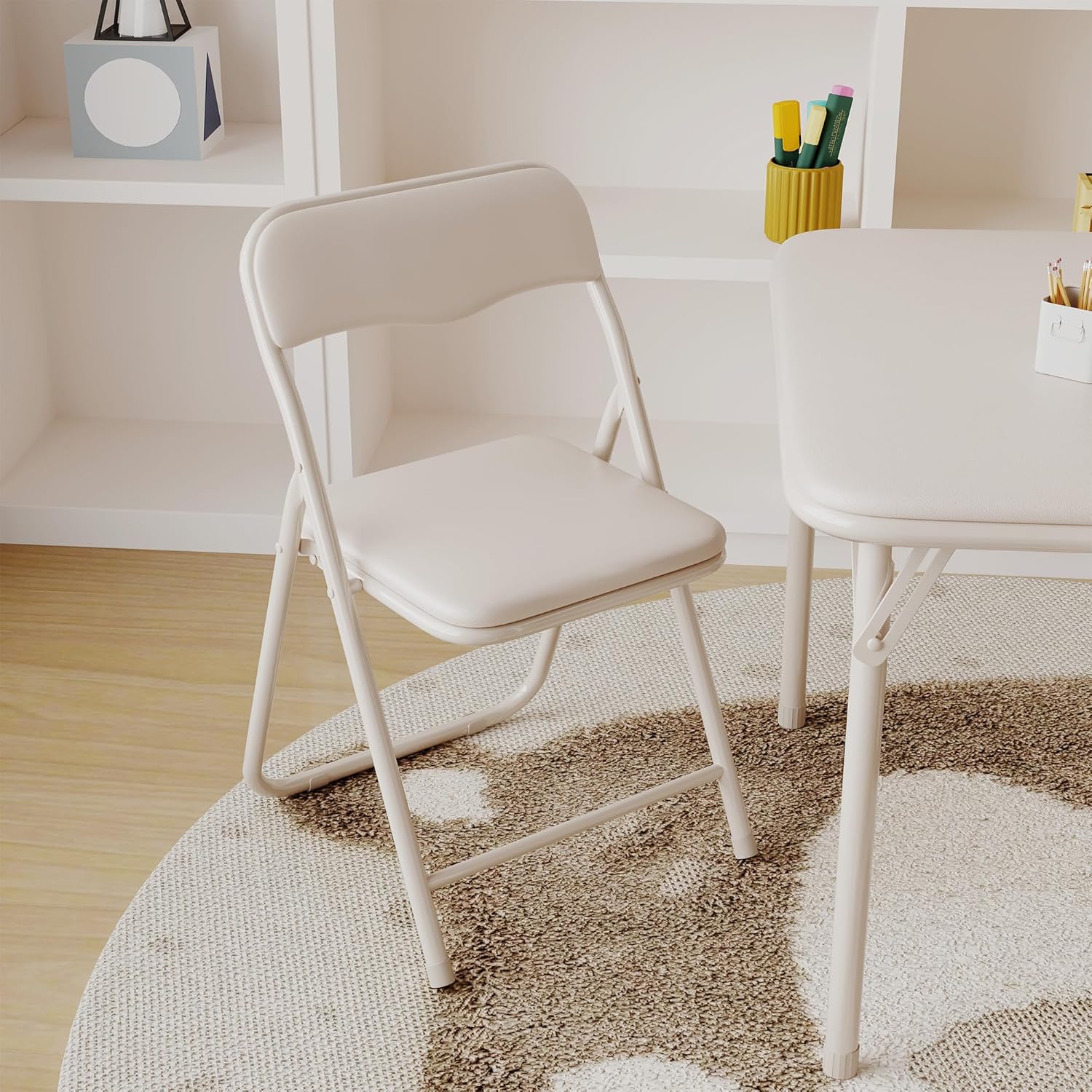 Lusenfold 3-Piece Folding Card Table and 2 Chairs Set, PU Upholstered, Lightweight